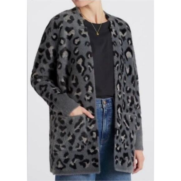 Evolution by Cyrus Women's Leopard‎ Print Open Front Cardigan Gray Size Large - Picture 1 of 7